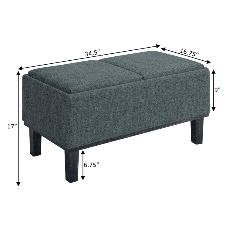 Rectangular storage store ottoman with tray